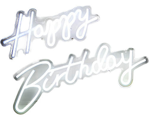 Letrero Estilo Neon Happy Birthday (blanco/usb/41x19cm Y 56.