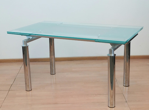 Mesa Comedor Vidrio Templado Extensible Patas Cromadas
