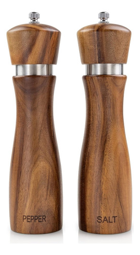 Juego De Molinillo De Sal Y Pimienta De Madera De Acacia