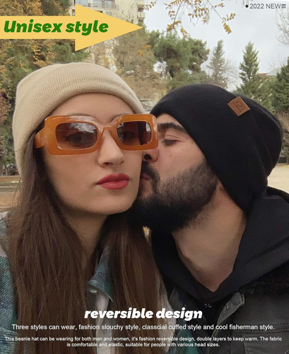Gorros Jaxmonoy De Punto Holgado De Lana Y Cachemir, Somb...