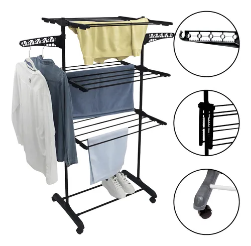 Varal De Chão Grande Varal De Roupas 3 Andares Dobrável Kontuz Ho...