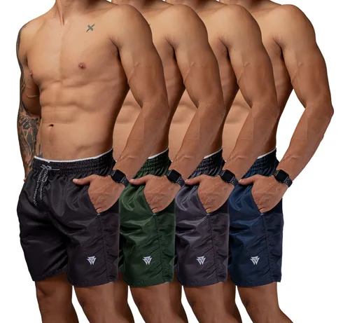 Kit 4 Short Praia Masculino Bermuda Tactel Academia Corrida