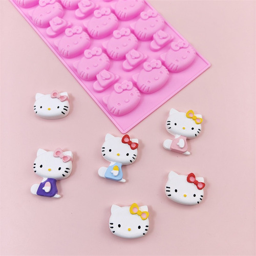 Molde Silicona Gato Lindo Para Chocolate Y Repostería Rosa