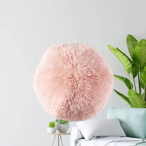 Cojín Decorativo Estandar Esfera Shaggy Dolly Microfibra Color Rosa