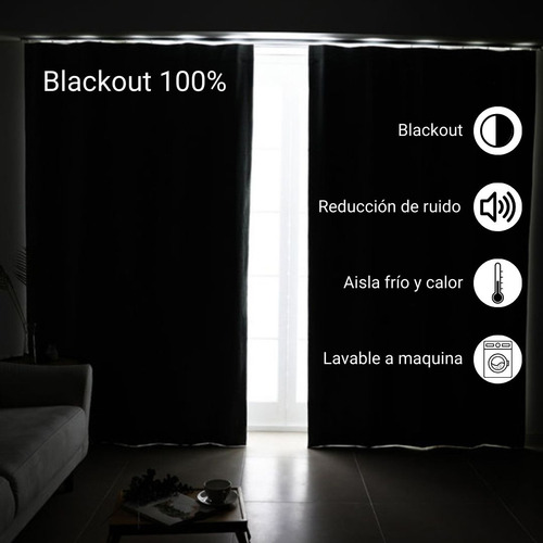 Cortina Blackout Engomada Terciopelo 140x240cm 2paños