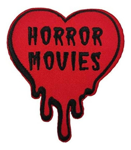 Parche Bordado Con Texto En Inglés I Love Horror Movies
