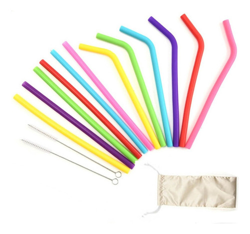Annan 12 Popotes Anchos De Silicon Reusables Pajitas