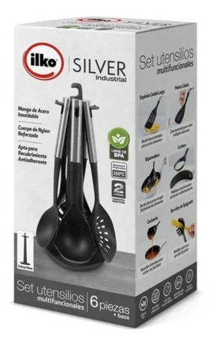 Set 6 Utensilios Con Base Silver Industrial Ilko