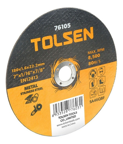 Disco Corte P/metal Y Acero Inox 5'' X 10 Und Tolsen -76103