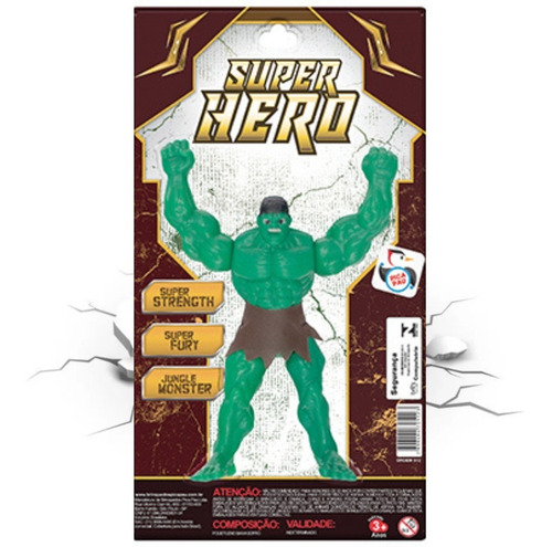 Super Hero Brinquedo Boneco Vingador Forte Verde Incrível