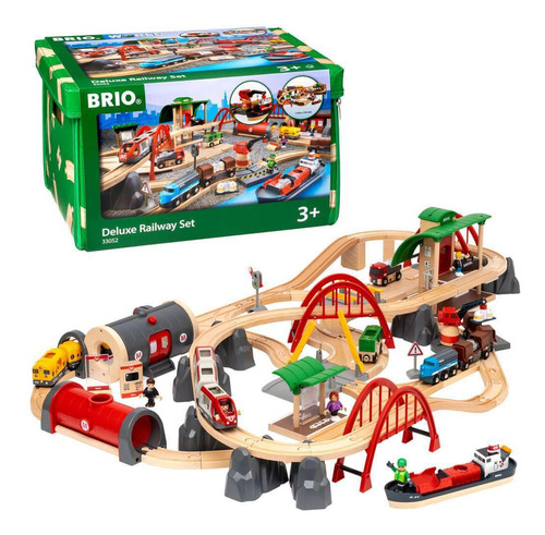 Juego De Juguetes De Tren De Madera Brio World 33052 Deluxe