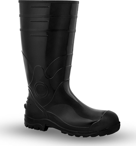 Bota De Lluvia Industrial Negra Pvc Algodón Worksafe 35 A 46