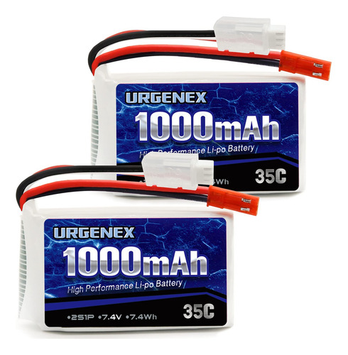 Urgenex Bateria Lipo De 7.4v 1000mah 2s Li-po Bateria 35c Co