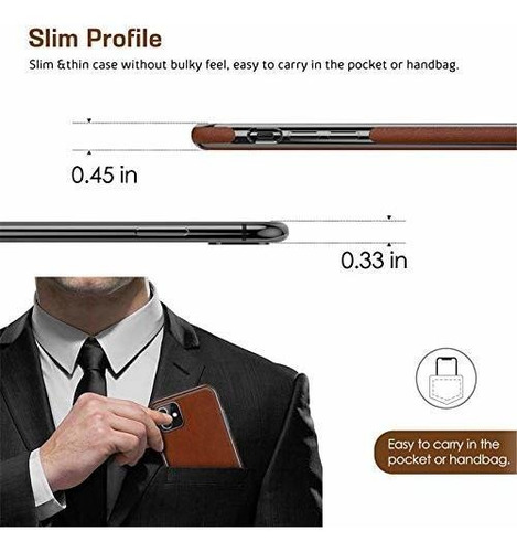 Imagen 6 de 6 de Lohasic iPhone 11 Funda, Slim Business Pu Cuero Delgado Tpu