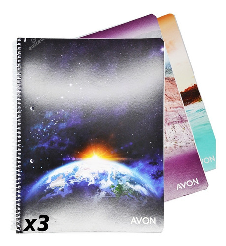 Cuaderno Universitario Pack X3 A4 84 Hojs Cuadri  Avon