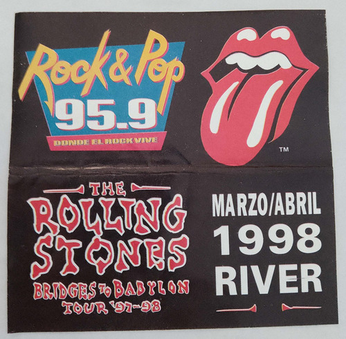 Calco The Rolling Stones Marzo / Abril 1998 River