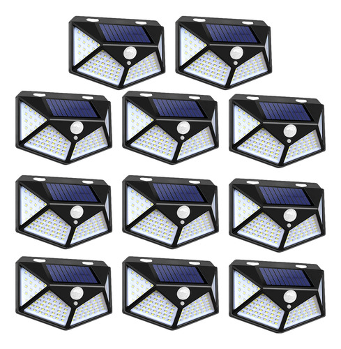 100 Leds Lámparas Solar Sensor Exteriores De Pared 10 Pcs