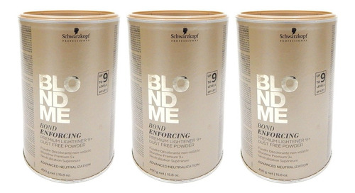 Schwarzkopf Blondme Kit X3 Polvo Decolorante Bond Pelo 3c