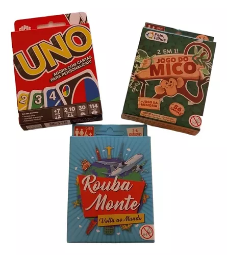 Jogo Uno + Mico + Rouba Monte Kit de Jogos