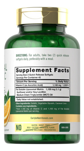 Vitamina C Liposomal 2200mcg Complex Ultra Potente Sabor Sin Sabor