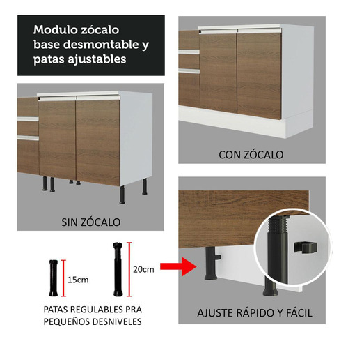 Armario De Cocina Integral Esquinera 349cm Glamy Madesa 03 Color Blanco