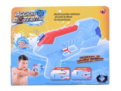 Imagen 2 de 5 de Pistolas Lanza Agua X 2 Accion Extrema El Duende Azul