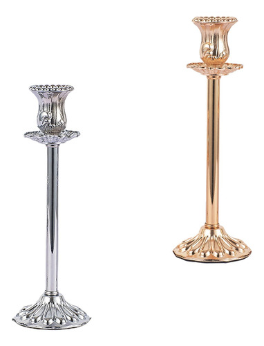 2 Piezas Elegante Portavelas Té Luz Votiva Candelabro 23cm