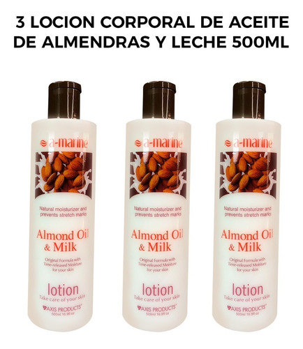 3 Locion Corporal De Aceite De Almendras Y Leche 500ml