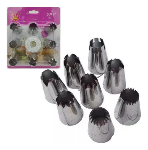 Set X 8 Picos Boquilla Grande Para Decorar Cupcakes+ Cupla 