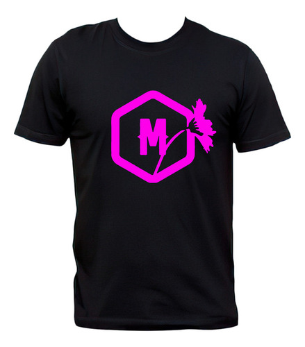 Remera Negra Morat Logo Flor Pop Latino Algodón Premium