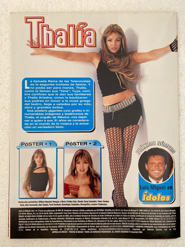 Revista Idolos #2 Thalia Con 2 Posters Gigantes Ed Mina 2002 (Usado)