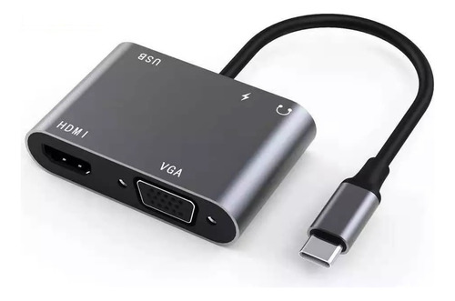 Convertidor Adaptador 5 En 1 Tipo C A Hdmi 4k Vga Usb Audio 