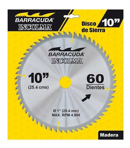 Disco Sierra 10''  60 Dientes Barracuda