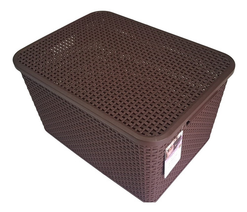 Canasta Rattan Mediana - Organizador Con Tapa, Colores 50 Pz