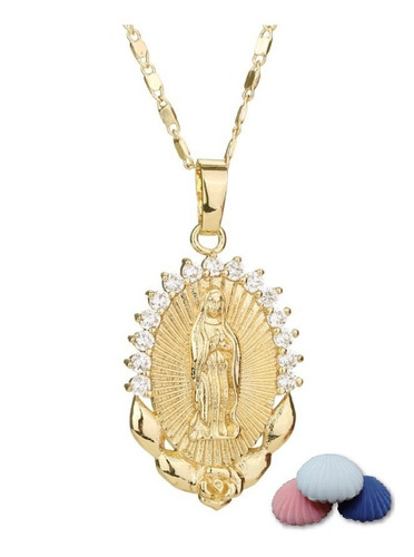 Collar Con Colgante Virgen María Chapa De Oro