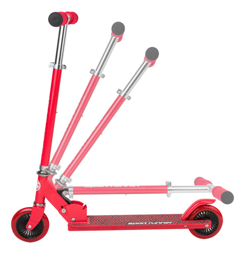 Scooter Musa 100% Aluminio Con Casco, Rodilleras Y Coderas Color Rojo Sport Runner
