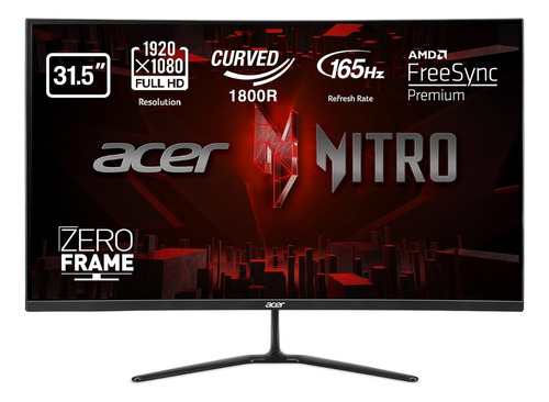 Monitor Gamer Curvo Led Acer ED320qr Sbiipx 32 Full Hd 165 Hz Cor Preto