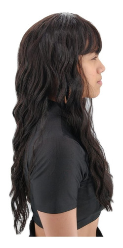 Peruca Lace Wig Longa Cacheada Preto 70cm Fibra Bio Orgânica