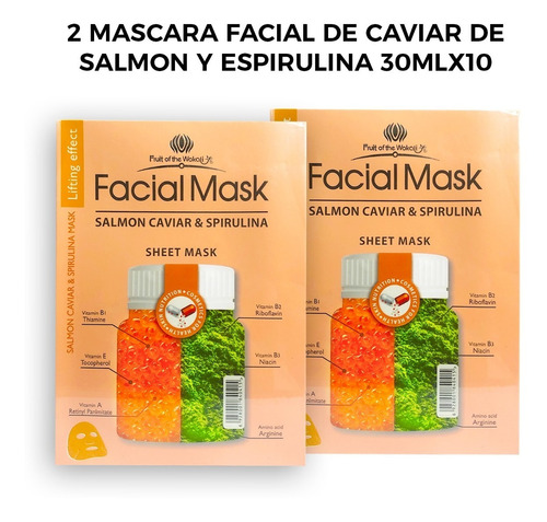 2 Mascara Facial De Caviar De Salmon Y Espirulina 30mlx10 Pi