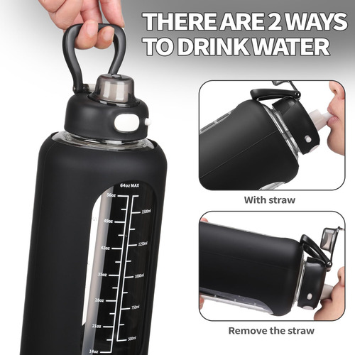 Sierozur Botella De Agua De Vidrio De Borosilicato De 64 Oz