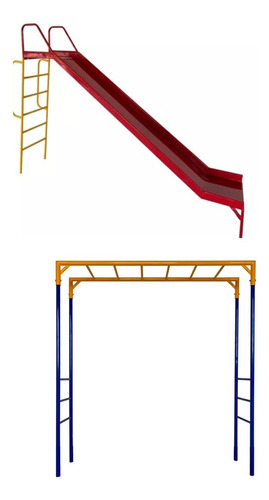 Escorregador 3 Metros E Escada Horizontal - Playground 