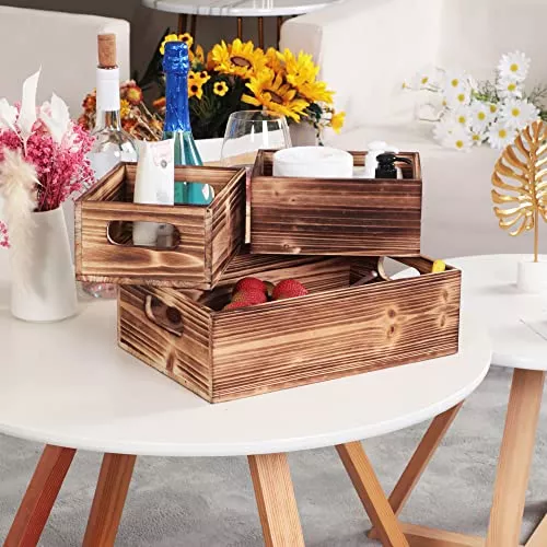 Caja De Madera Decorativa Apilable, Juego De 3 Para Exhibici