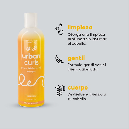 Shampoo Sin Sal Para Cabello Rizado Urban Curls 360 Ml