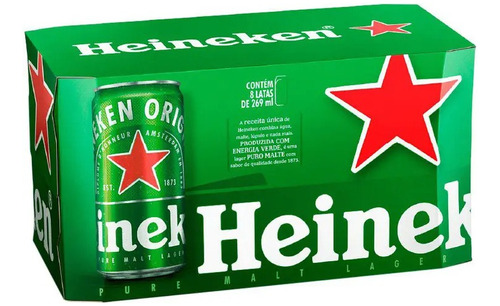 Cerveja Heineken 269ml Lager Puro Malte Pack Com 8 Unidades