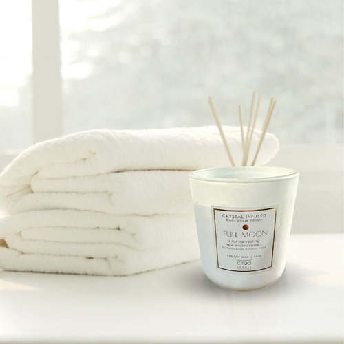 Vela Aromática C/cuarzos Cera De Soya Incienso Y Salvia 850g