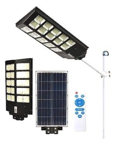 Foco Solar Led Exterior 1000w Sensor Mov. Control Soporte F8 Luz Blanco Frío