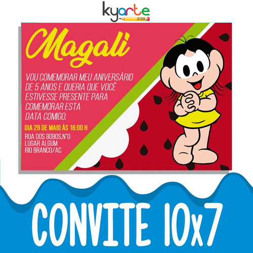 Imagem 2 de 5 de 40 Convites Aniversário Infantil Magali Frete Grátis