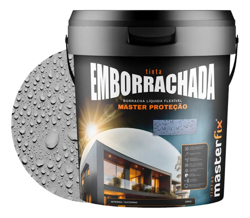 Tinta Emborrachada Masterfix 4kg Impermeável Flexível Acabamento Fosco Cor Nanquim