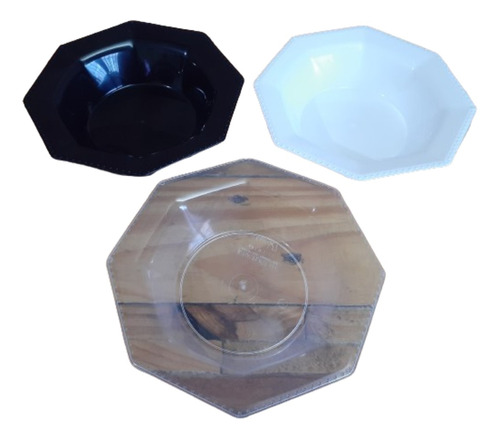 Bowl Octogonal Compotera Plastico Koval 15cm Negro X 10u