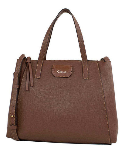 Bolsa Tote Transversal Feminina Classe Couro 2942 Marrom